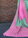 Mint Green and Pink Soft Silk Saree