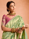 Mint Green Banarasi Bridal Tissue Silk Saree