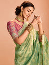 Mint Green Banarasi Bridal Tissue Silk Saree