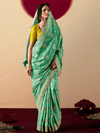 Mint Green Banarasi Silk Saree With Contrast Blouse