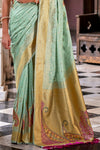 Mint Green Banarasi Soft Silk Saree