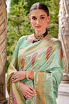 Mint Green Banarasi Soft Silk Saree