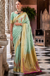 Mint Green Banarasi Soft Silk Saree