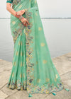 Mint Green Embroidery Designer Silk Saree