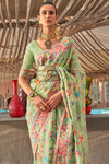 Mint Green Jamawar Kashmiri Cotton Silk Saree