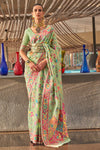 Mint Green Jamawar Kashmiri Cotton Silk Saree