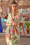 Mint Green Jamawar Kashmiri Cotton Silk Saree