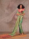 Mint Green Kanjivaram Two Tone Silk Saree With Contrast Blouse