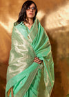 Mint Green Linen Cotton Saree