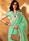 Mint Green Linen Cotton Saree