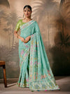 Mint green Zari Woven Paithani Banarasi Silk Saree