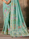 Mint green Zari Woven Paithani Banarasi Silk Saree