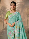 Mint green Zari Woven Paithani Banarasi Silk Saree