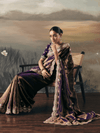Mocha Brown Embroidered Designer Organza Silk Saree With Contrast Blouse