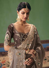 Mocha Brown Georgette Silk Saree