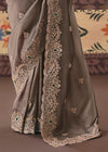 Mocha Brown Georgette Silk Saree