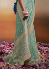 Morning Blue Woven Soft Silk Banarasi Saree With Designer Blouse