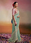 Morning Blue Woven Soft Silk Banarasi Saree With Designer Blouse