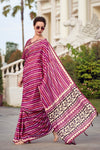 Mulberry Pink Mul Mul Silk Saree