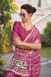 Mulberry Pink Mul Mul Silk Saree