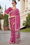 Mulberry Pink Mul Mul Silk Saree