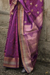 Mulberry Purple Banarasi Soft Silk Saree