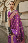 Mulberry Purple Banarasi Soft Silk Saree