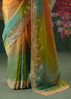 Multicolor Designer Silk Saree with Heavy Embroidery Work