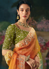 Multicolor Designer Silk Saree with Heavy Embroidery Work