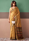 Mustard Gold Woven Designer Cotton Saree