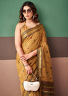 Mustard Gold Woven Designer Cotton Saree