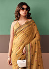 Mustard Gold Woven Designer Cotton Saree