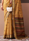 Mustard Gold Woven Designer Cotton Saree