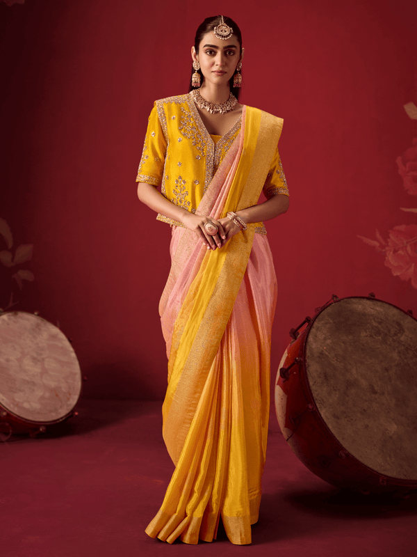 Mustard Yellow Banarasi Dola Silk Saree