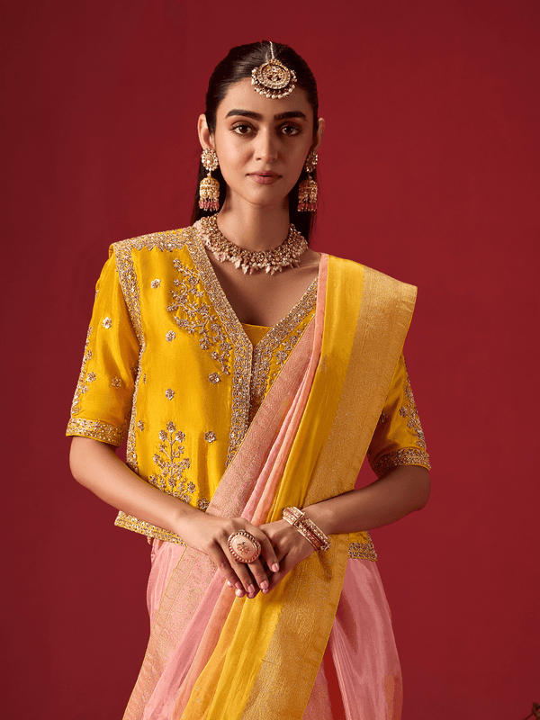 Mustard Yellow Banarasi Dola Silk Saree