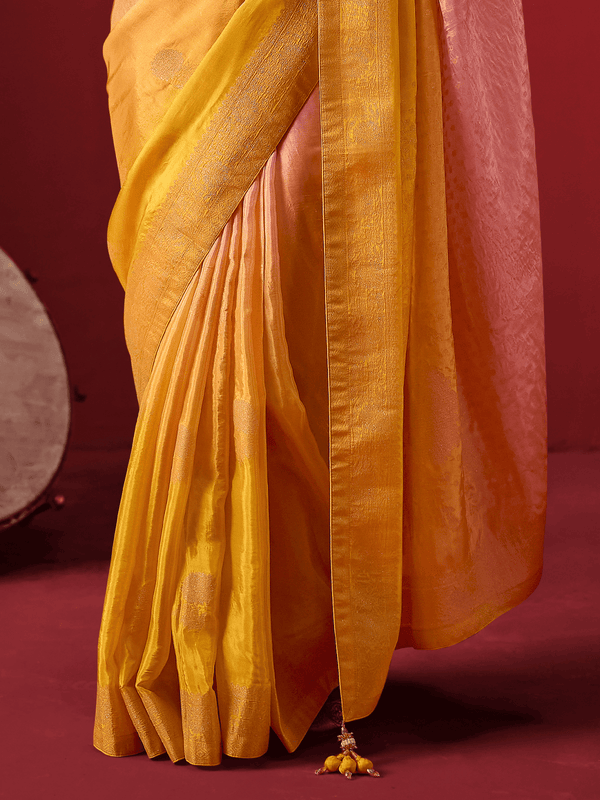 Mustard Yellow Banarasi Dola Silk Saree