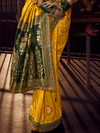 Mustard Yellow Banarasi Dola Silk Saree With Contrast Blouse