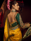 Mustard Yellow Banarasi Dola Silk Saree With Contrast Blouse