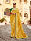 Mustard Yellow Banarasi Silk Saree With Contrast Blouse