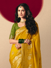 Mustard Yellow Banarasi Silk Saree With Contrast Blouse