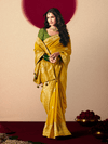 Mustard Yellow Banarasi Silk Saree With Contrast Blouse