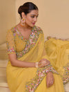 Mustard Yellow Banarasi Silk Saree With Grand Embroidery