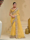 Mustard Yellow Banarasi Silk Saree With Grand Embroidery