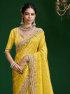 Mustard Yellow Banarasi Tissue Silk Saree