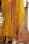 Mustard Yellow Banarasi Tissue Silk Saree