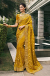 Mustard Yellow Banarasi Tissue Silk Saree With Embroidery