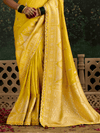 Mustard Yellow Designer Banarasi Dola Silk Saree With Golden Zari Work