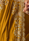 Mustard Yellow Designer Silk Saree with Zari Embroidery Work
