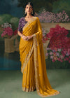 Mustard Yellow Designer Silk Saree with Zari Embroidery Work