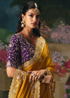 Mustard Yellow Designer Silk Saree with Zari Embroidery Work